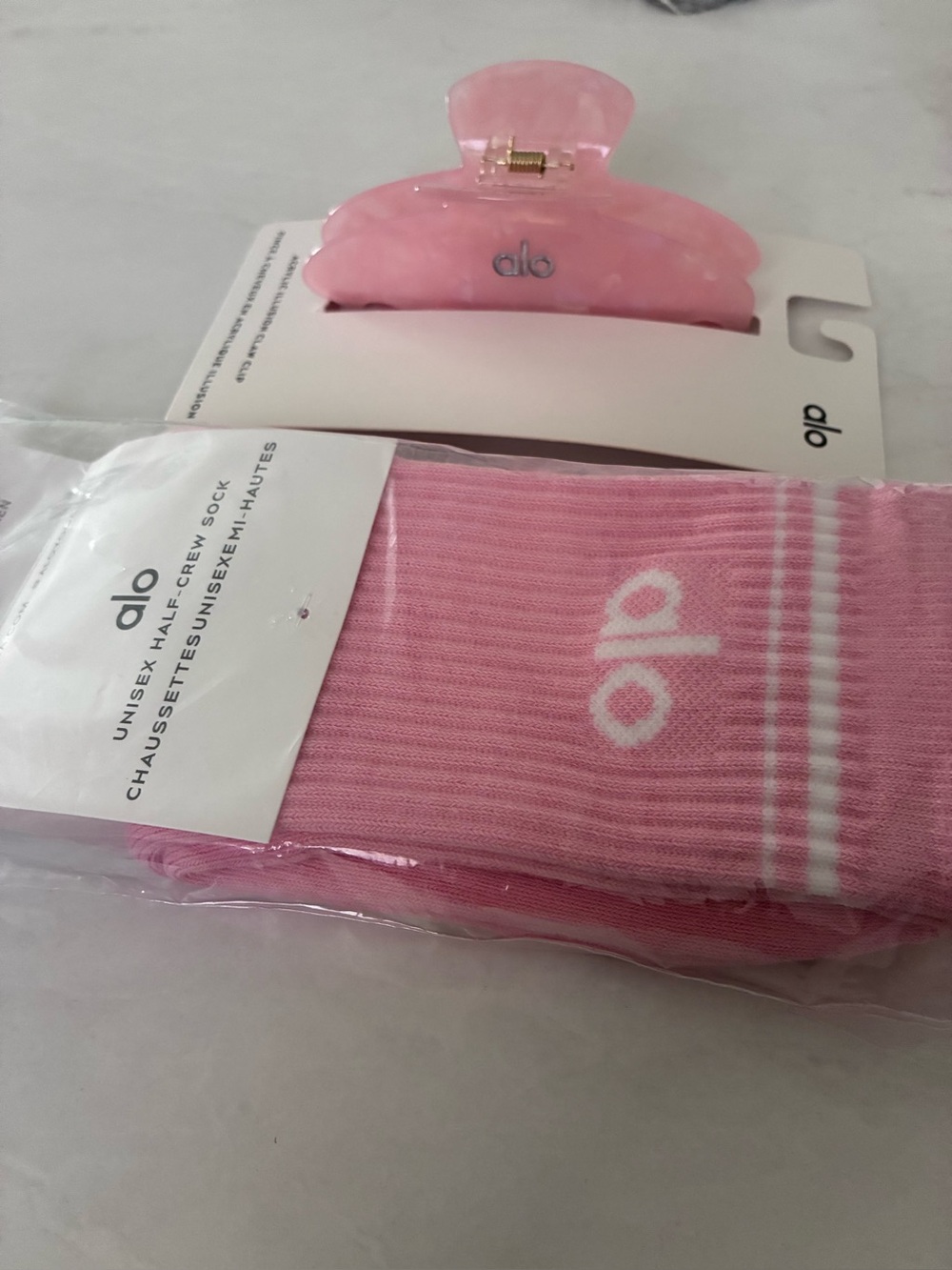 ALO Yoga unisex Pink Clip Sock Set half-crew 90s claw illusion acrylic bundle